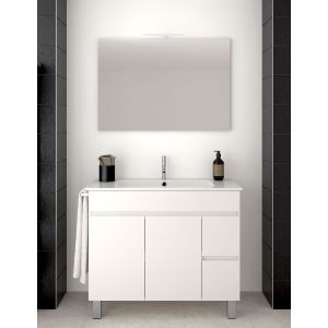 Mueble de baño isquia con lavabo y espejo 80x45cm blanco