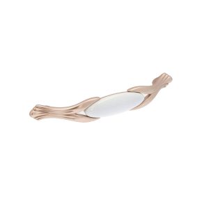 Tirador muebles en zamac y porcel 94 dist ent ejes 128mm oro rosa lote 25