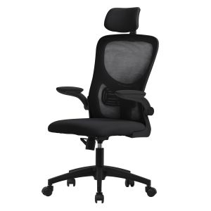 Silla de oficina ergonomica negro regulable con reposacabezas