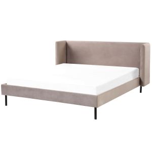 Cama terciopelo arette 160 x 200 cm gris pardo
