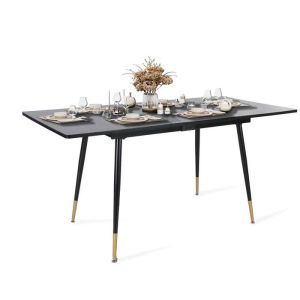 Meubles cosy - mesa comedor - retro negro/dorado - 160x80x75 cm