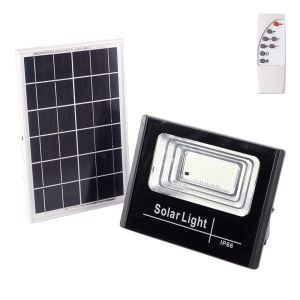 Proyector LED solar 45w 6500k panel: bateria 6v/6w: control remoto 3,2v/30