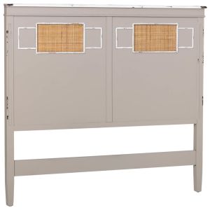 Cabezal de cama de madera con rejilla gris 150x6x130