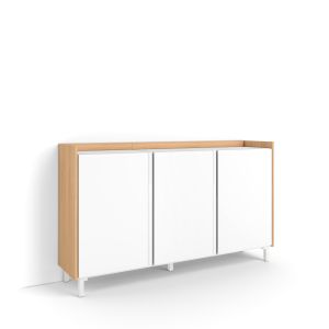 Aparador para salón, 156x35x91cm, blanco y roble soft, rf4538