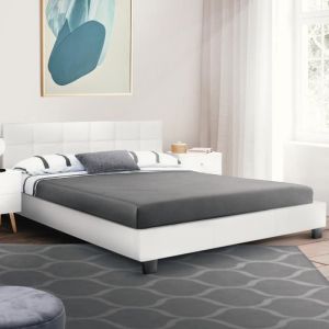 Cama doble de PVC blanco - somier - 160 x 200 cm