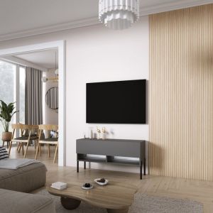Mueble tv rectangular - antracita - patas negras - LED - 100x32x52 cm