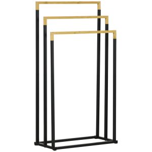 Toallero de pie 45x22.5x86 cm bambú, acero kleankin, hogar - baño