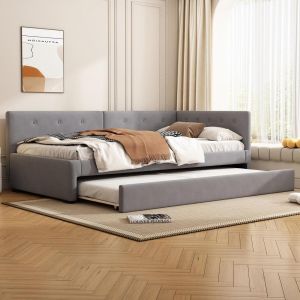 Daybed 90x200cm canapé-lit con cajón sin colchón gris
