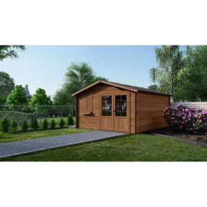 Caseta de jardín de madera 16 m2 - 4x4 m - 28 mm - impregnada - dom181