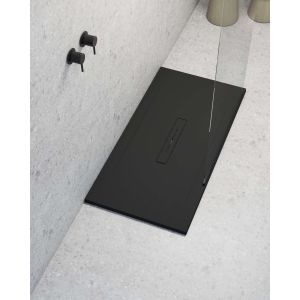 Plato de ducha poalgi - 90x160 cm - negro - serie clay - extraplano