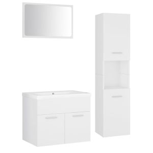 vidaXL juego de muebles de baño madera de ingeniería blanco