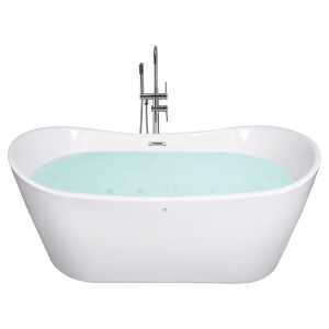 Bañera de hidromasaje independiente con LED antigua 168 x 80 cm blanco