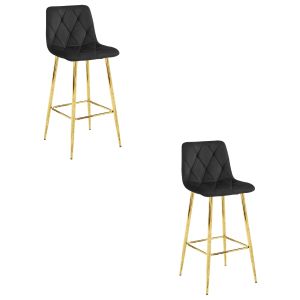 Taburete valora koda, terciopelo negro, diseño moderno (x2)