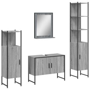 vidaXL set de armario de baño 4 pzas madera contrachapada gris sonoma