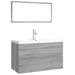 vidaXL set de muebles de baño madera contrachapada gris sonoma