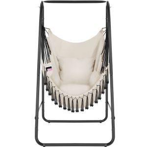 Silla colgante alison, estilo boho, capacidad de carga 160 kg, beige