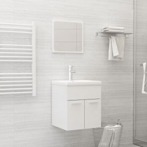 Juego de muebles de baño madera de ingeniería blanco brillo