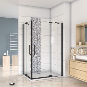 Mampara de ducha rectangular abatible+barra estabilizadora,900x800x1950mm