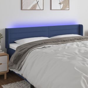 Cabecero con LED de tela azul 203x16x78/88 cm eso2665