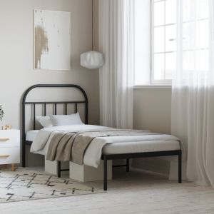 Cama sin colchón con cabecero metal negro 90x200 cm es1623