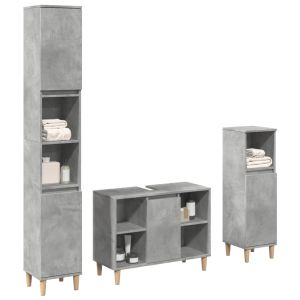 Set muebles de baño 2 piezas madera contrachapada gris hormigón esb6989