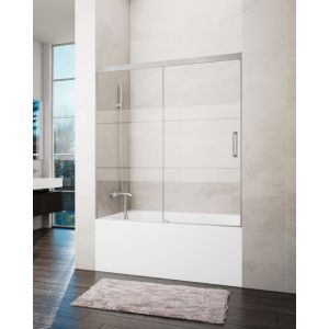 Mampara de bañera frontal + corredera basic 140-145cm serigrafiado niquel