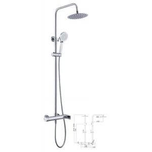 Mice - conjunto columna de ducha monomando con barra extensible color cromo