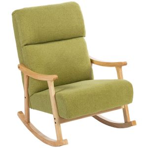 Silla mecedora 65x90x98 cm poliéster, madera de caucho color verde Homcom