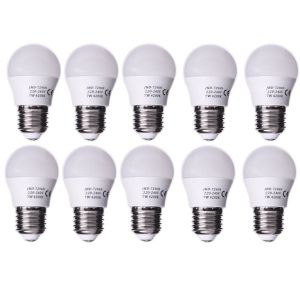 Pack de 10 bombillas LED mini g45, casquillo E27, 7w, blanco neutro 4200k