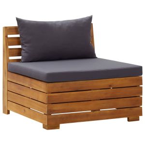 vidaXL sofá seccional central 1 pza con cojines madera maciza acacia