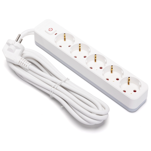 Aigostar regleta 5 enchufes, alargador 3m con interruptor, blanco