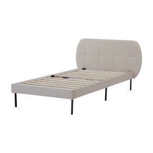 Cama tapizada porvoo con cabecero somier terciopelo 90x200cm - beige