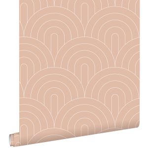Estahome papel pintado arte deco rosa melocotón 53 cm x 10.05 m