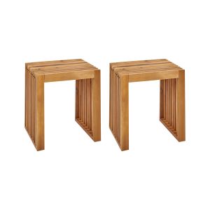 Conjunto de 2 taburetes de jardín bellano madera de acacia marrón
