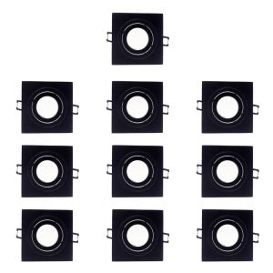 Pack 10 foco empotrable orientable classic cuadrado negro wonderlamp 1xgu10