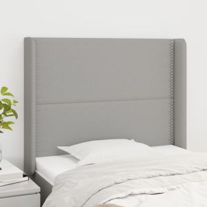 Cabecero con orejas de tela gris claro 93x16x118/128 cm