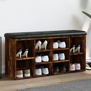 Banco zapatero madera de ingeniería roble ahumado 102x32x50 cm esxt8997
