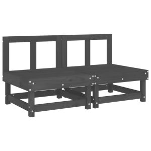 vidaXL sofás centrales de jardín 2 uds madera maciza de pino gris