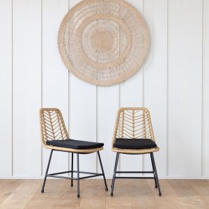 Pack de 2 sillas de ratán sintético con cojines oka