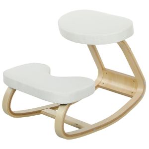 Silla de oficina madera de abedul crema 73x50x55 cm