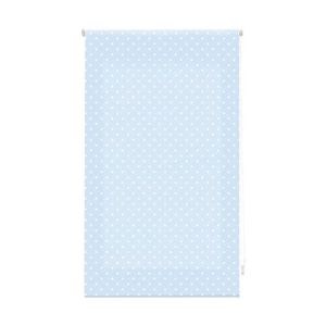 Estor enrollable premium 160x180  azul con motas blancas