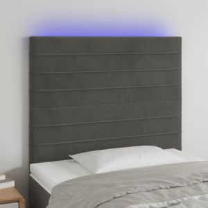 Cabecero con luces LED terciopelo gris oscuro 80x5x118/128 cm eso9948