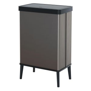 Curver verto cubo basura 54l, 43,5x26,5x68,7cm, tapa a presión, gris perla.