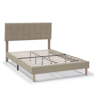 Cama tapizada sorni de 30 cm, 90x190 cm, beige