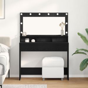 Tocador con luces LED negro y roble, 100x41x135 cm oif769252