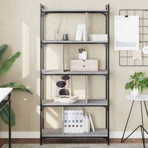 Librería 5 estantes madera ingeniería gris sonoma 76x32x158 cm