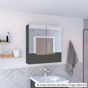 Armario de pared para baño laurent con espejo plomo / duna