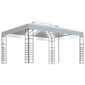 vidaXL cenador con tira de luces LED blanco 4x3x2,7 m
