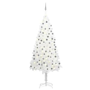 vidaXL árbol de navidad preiluminado con luces y bolas blanco 240 cm