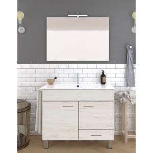 Mueble de baño samos, lavabo y espejo 80x45cm blanco nórdico